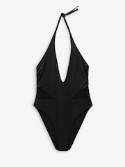 Black Mesh Tummy Control Plunge Swimsuit - Image 6 of 6