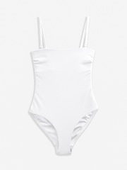 White Glitter Glitter Bandeau Tummy Shaping Control Swimsuit - Image 7 of 7