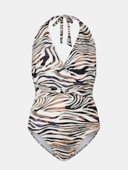 Zebra - Costum de baie cu decolteu adânc răsucit în față Mint Velvet Imprimeuri - Image 3 of 4