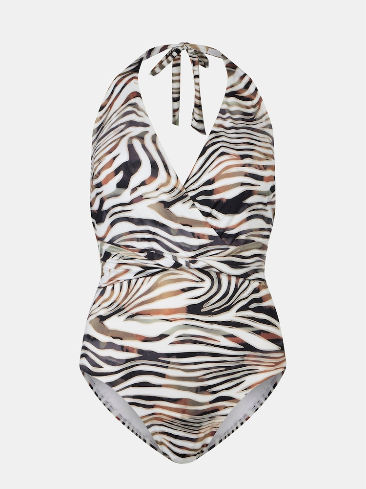 Zebra - Costum de baie cu decolteu adânc răsucit în față Mint Velvet Imprimeuri - Image 3 of 4