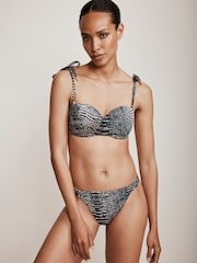 Mint Velvet Charcoal Snake Tanga Bikini Briefs - Image 1 of 3