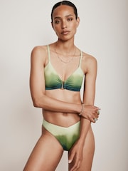 Mint Velvet Green Tie Dye Triangle Hardware Bikini Top - Image 1 of 8