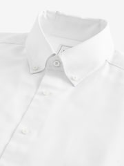 White Slim Fit Easy Care Oxford Double Cuff Shirt With Button Down Collar - Image 2 of 6