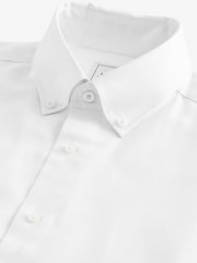 White Slim Fit Easy Care Oxford Double Cuff Shirt With Button Down Collar - Image 5 of 6