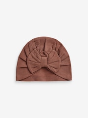 Pink/Rust Baby Bow Turban 100% Cotton Hats 2 Pack (0mths-2yrs) - Image 2 of 4