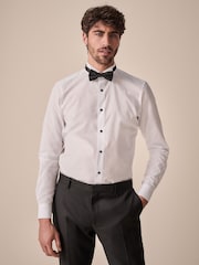 White/Black Skinny Fit Single Cuff Shirt And Bow Tie Pack - Image 1 of 4