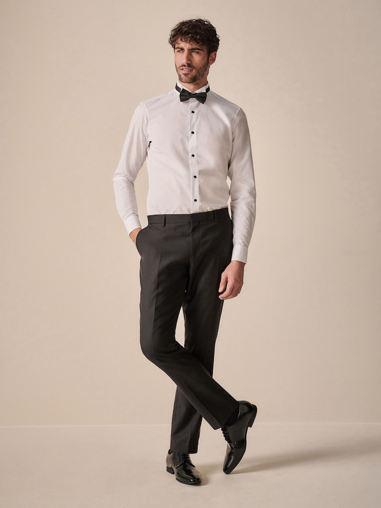 Белый/черный - Облегающий крой - Single Cuff Shirt And Bow Tie Pack - Изображение 2 из 4 Белый/черный - Облегающий крой - Single Cuff Shirt And Bow Tie Pack - Изображение 2 из 4