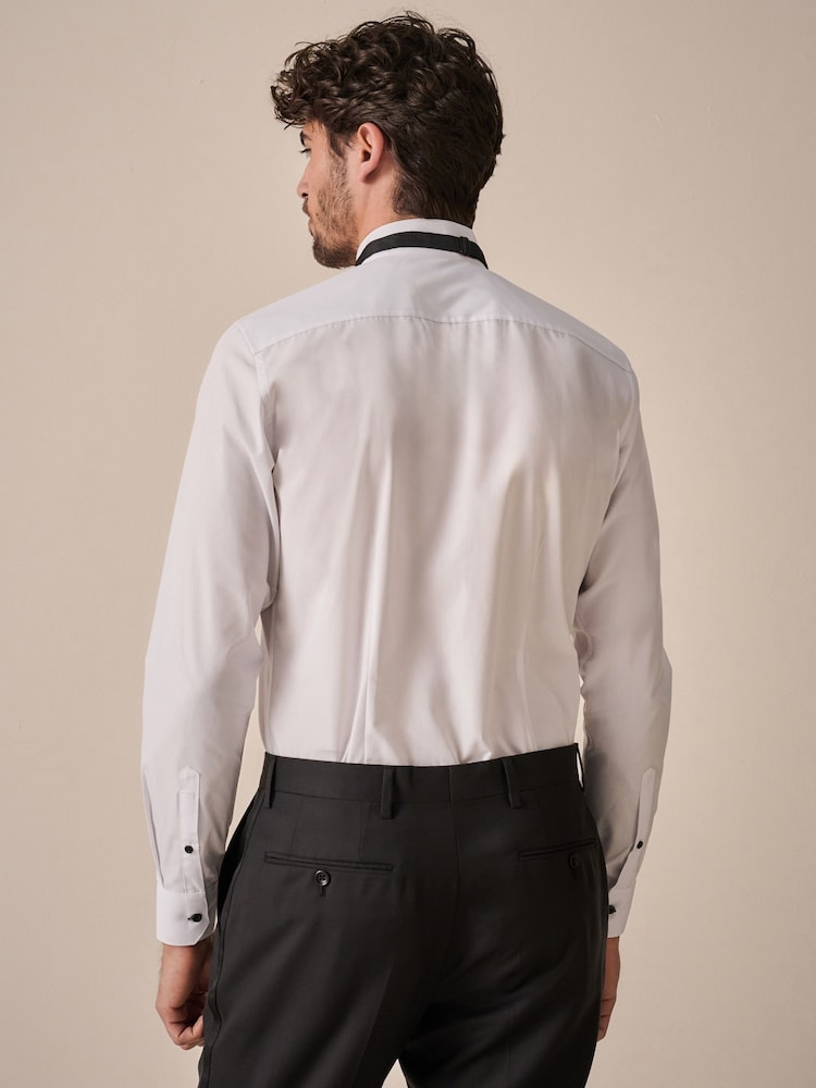 White/Black Skinny Fit Single Cuff Shirt And Bow Tie Pack - Image 3 of 4