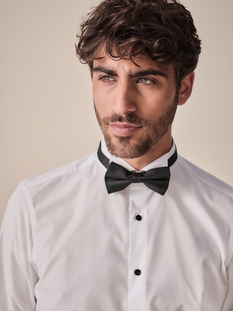 White/Black Skinny Fit Single Cuff Shirt And Bow Tie Pack - Image 4 of 4