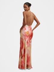 Forever New Cream Becca Petite Cowl Halter Neck Satin Gown - Image 2 of 4