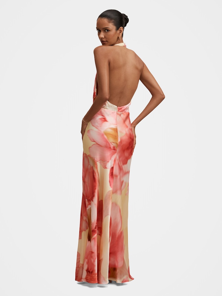 Forever New Cream Becca Petite Cowl Halter Neck Satin Gown - Image 2 of 4 Forever New Cream Becca Petite Cowl Halter Neck Satin Gown - Image 2 of 4