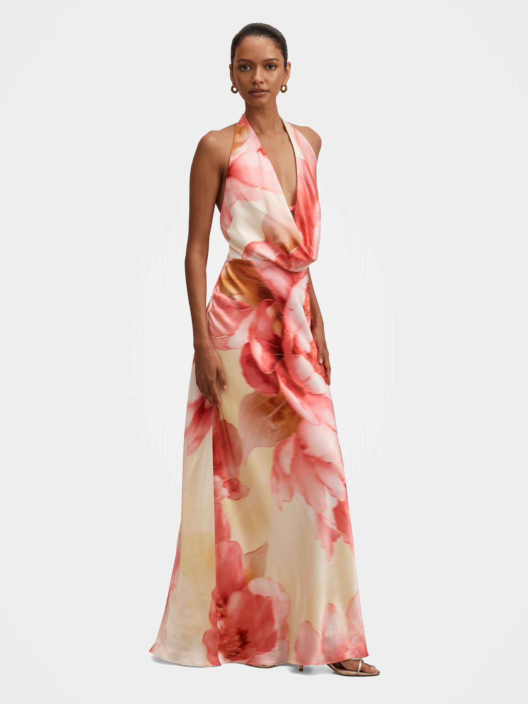 Buy Forever New Cream Becca Petite Cowl Halter Neck Satin Gown