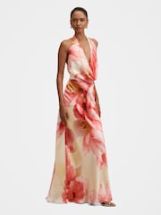 Forever New Cream Becca Petite Cowl Halter Neck Satin Gown - Image 3 of 4