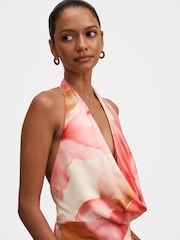 Forever New Cream Becca Petite Cowl Halter Neck Satin Gown - Image 4 of 4