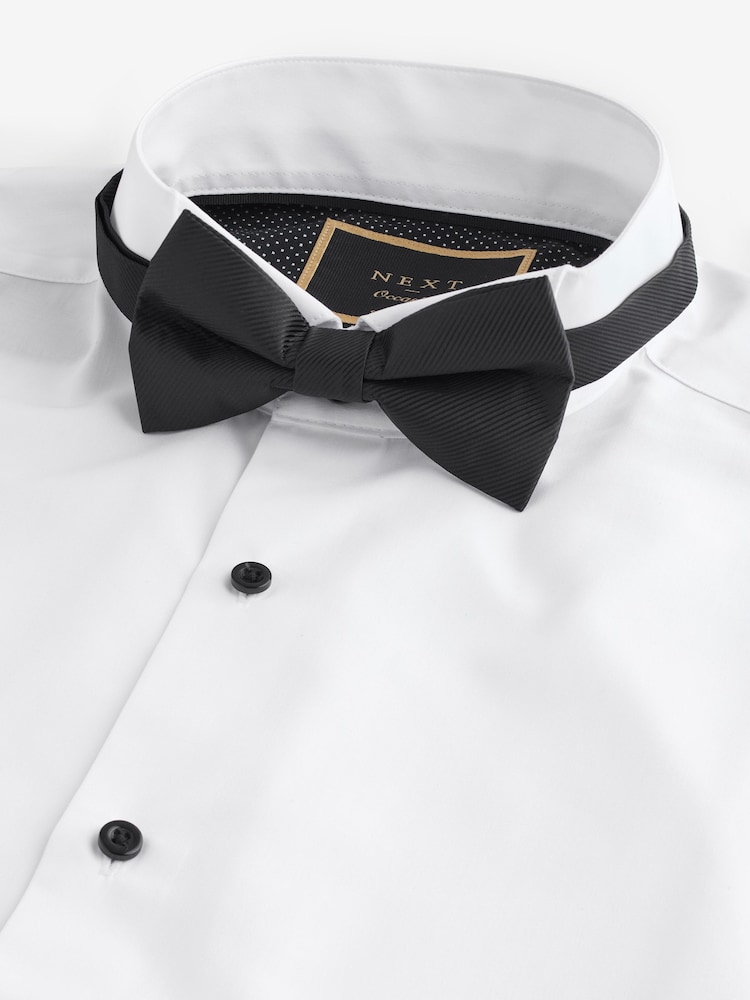 White/Black Slim Fit Double Cuff Regular Fit Shirt And Bow Tie Pack - Image 1 of 8