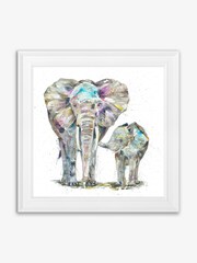 Artko White Elephant and Baby by Nicola Jane Rowles Framed Art - Image 2 of 3