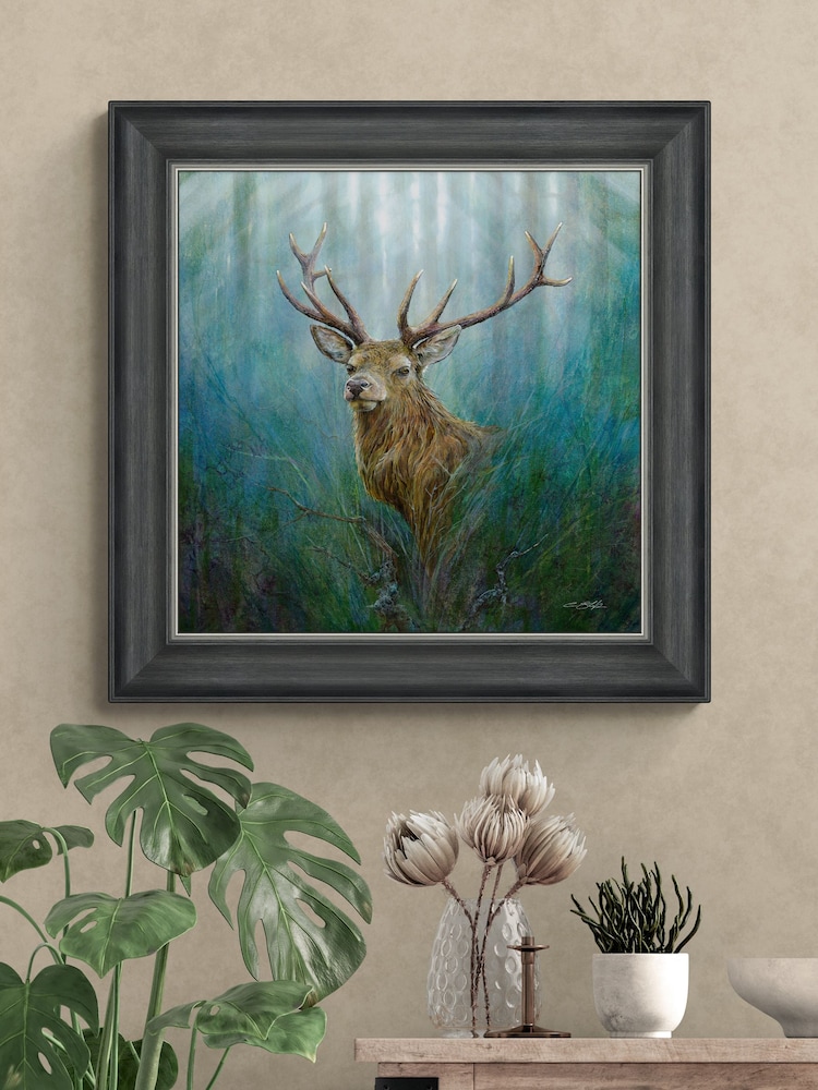 Artko Grey Red Deer Stag by Chris Sharp Framed Art - Image 1 of 3