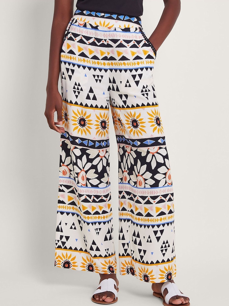Monsoon Natural Corey Print Trousers - Image 2 of 5