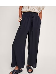 Monsoon Black Lana Wide Leg Trousers With Linen - Image 1 of 5