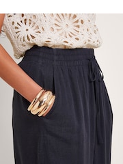 Monsoon Black Lana Wide Leg Trousers With Linen - Image 4 of 5
