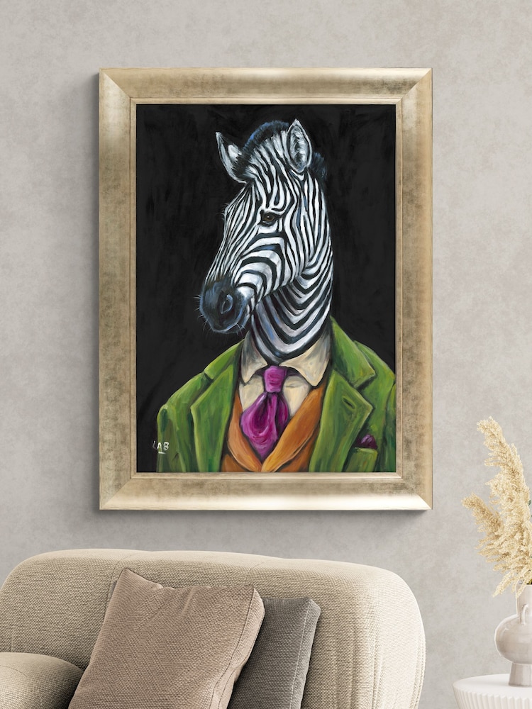 Artko Gold Zachariah Zebra by Louise Brown Framed Art - Image 1 of 3