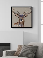 Artko Black Monarch Stag by Louise Luton Framed Art - Image 1 of 3