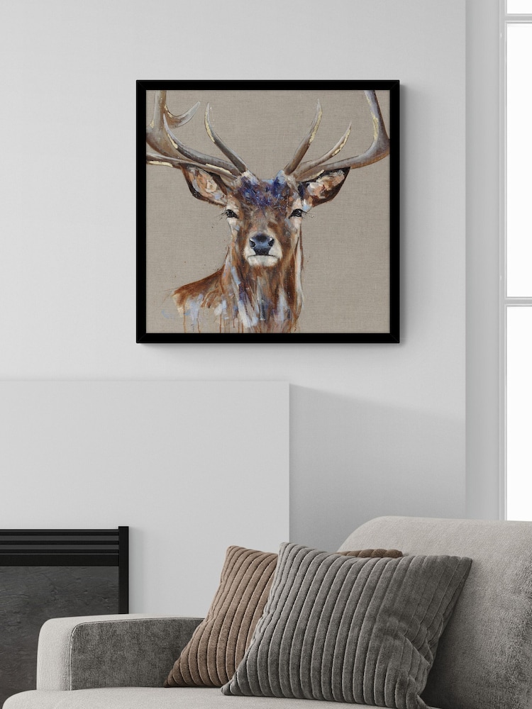 Artko Black Monarch Stag by Louise Luton Framed Art - Image 1 of 3