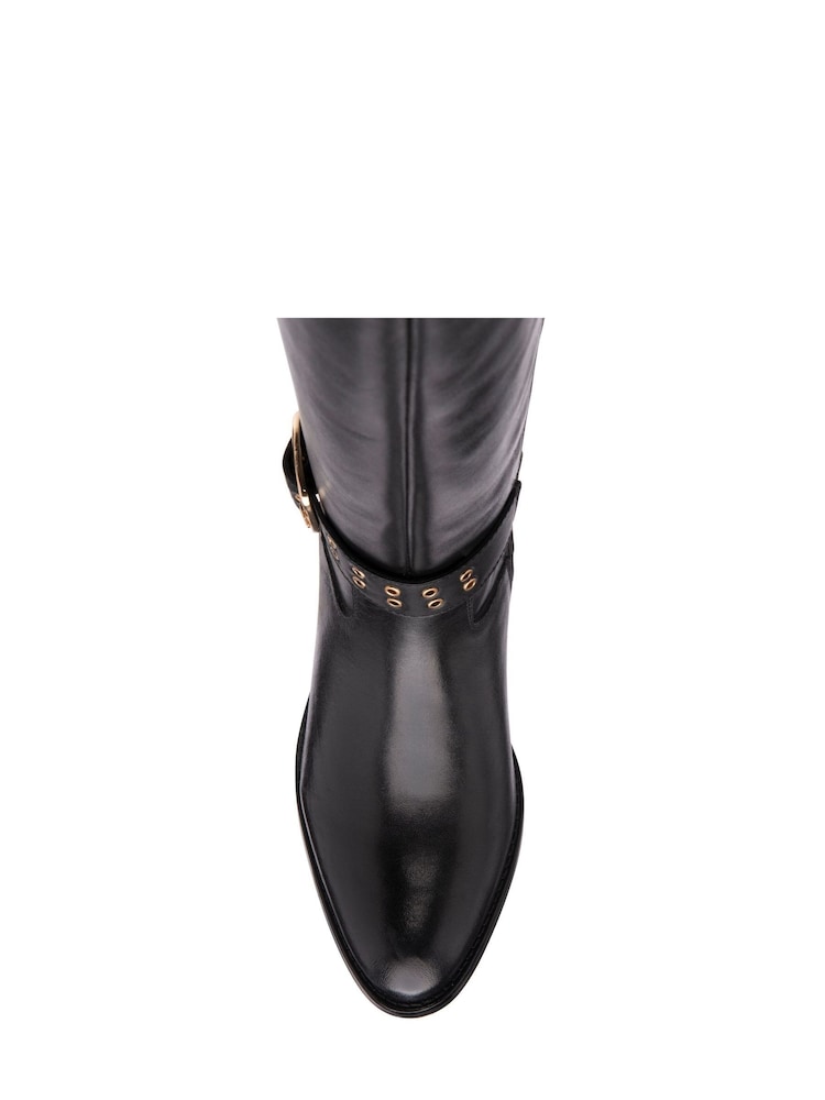 Ravel Black Leather Zip-Up Knee High Boots - Image 4 of 4