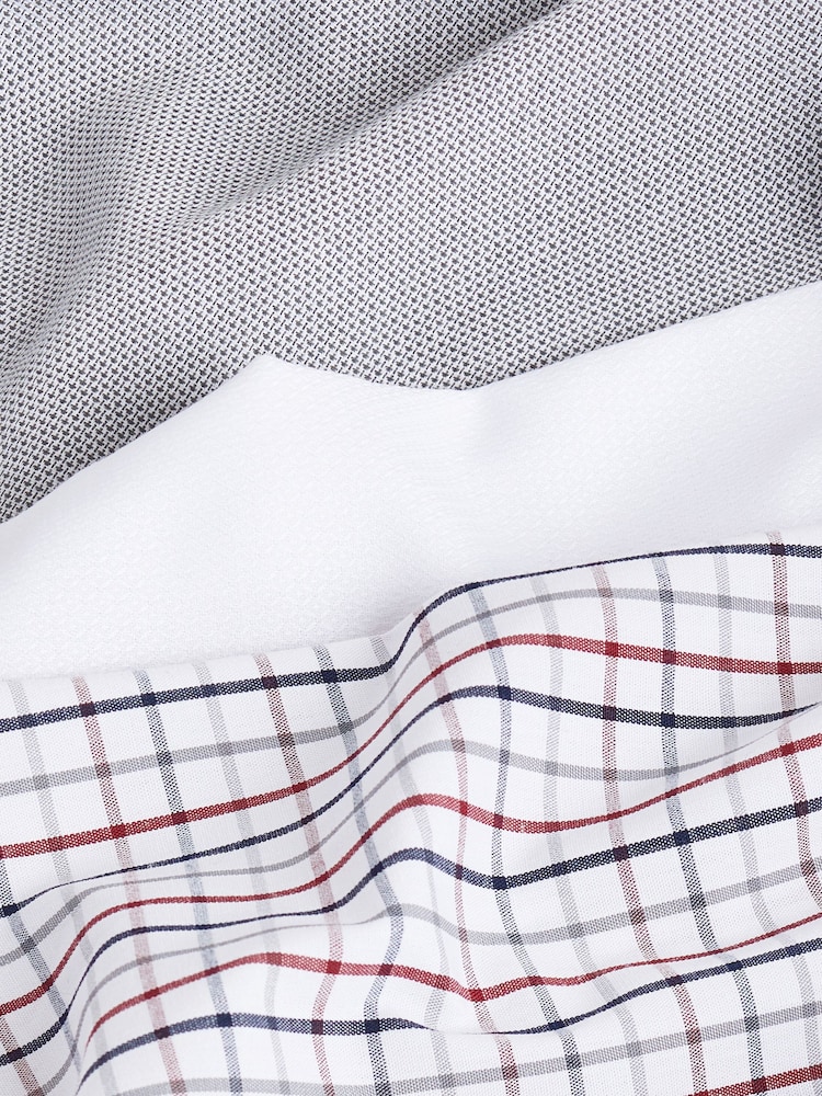Grey/White/Gingham Regular Fit Single Cuff Easy Care Shirts 3 Pack - Image 10 of 10