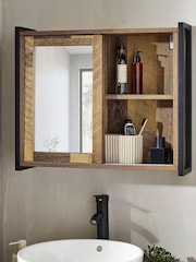 Natural Bronx Sliding Door Double Mirror Cabinet - Image 3 of 8