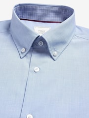 Light Blue/Blue Check/Blue Stripe Regular Fit Easy Care Single Cuff Oxford Smart Shirts 3 Pack - Image 4 of 7