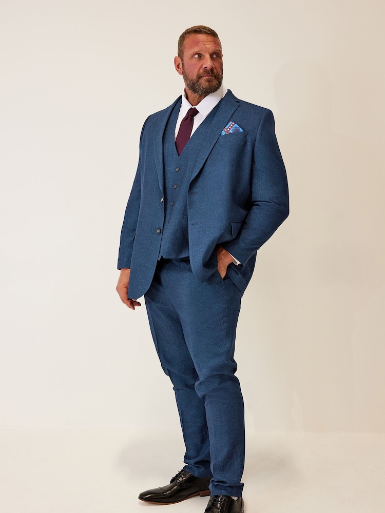 Blauw - Lang - BadRhino Big & Tall Regular Fit Wedding Suit Jacket - Image 2 of 5