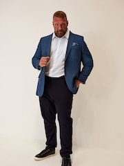 Blauw - Lang - BadRhino Big & Tall Regular Fit Wedding Suit Jacket - Image 3 of 5