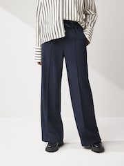Navy Textured Elasticated Wide Leg Trousers - Image 2 of 6