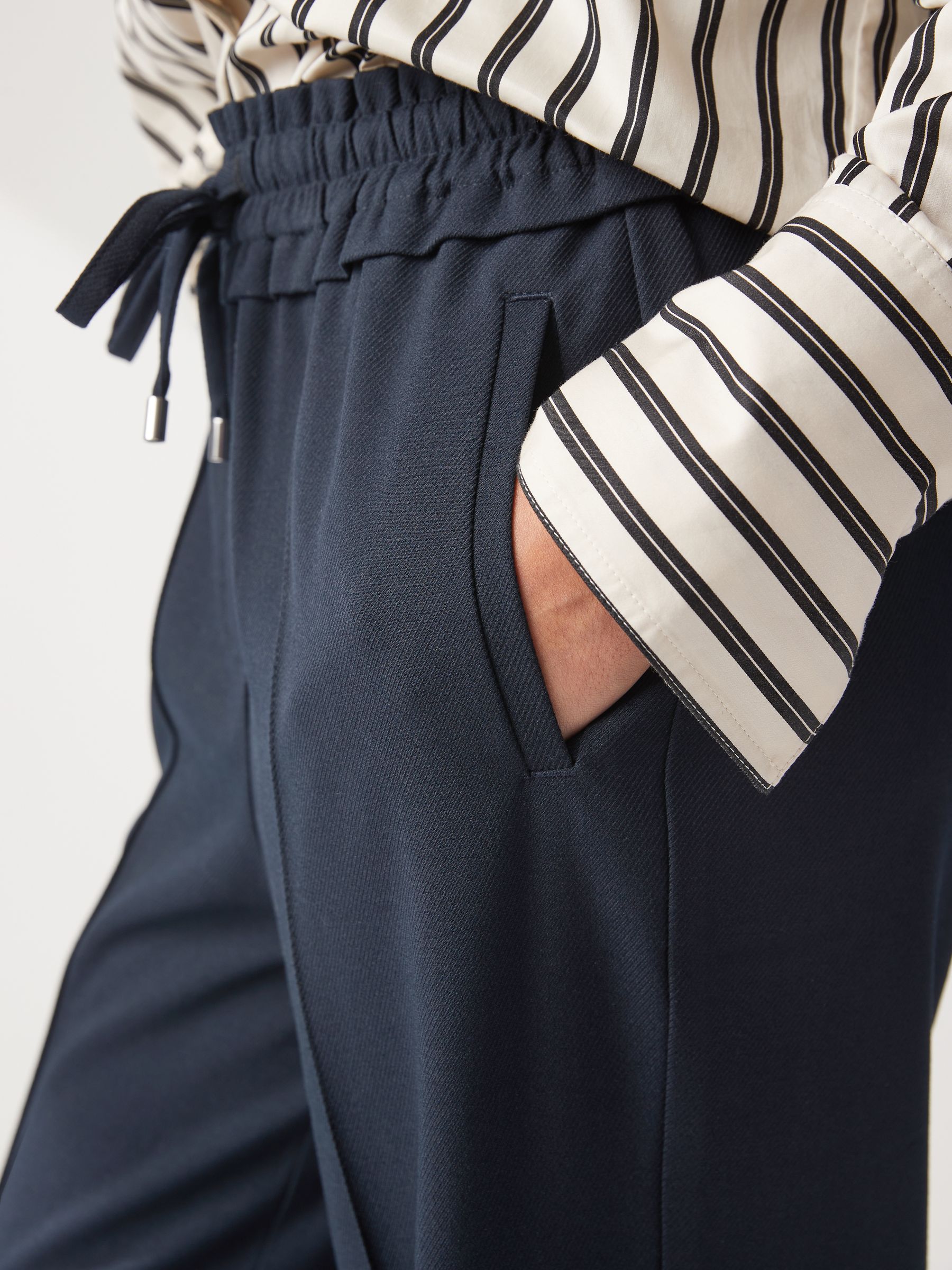 Buy Navy Textured Elasticated Wide Leg Trousers from Next Buy Navy Textured Elasticated Wide Leg Trousers from Next