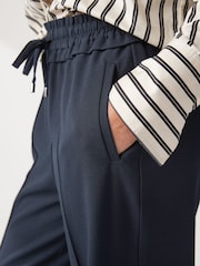 Navy Textured Elasticated Wide Leg Trousers - Image 4 of 6
