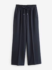 Navy Textured Elasticated Wide Leg Trousers - Image 5 of 6
