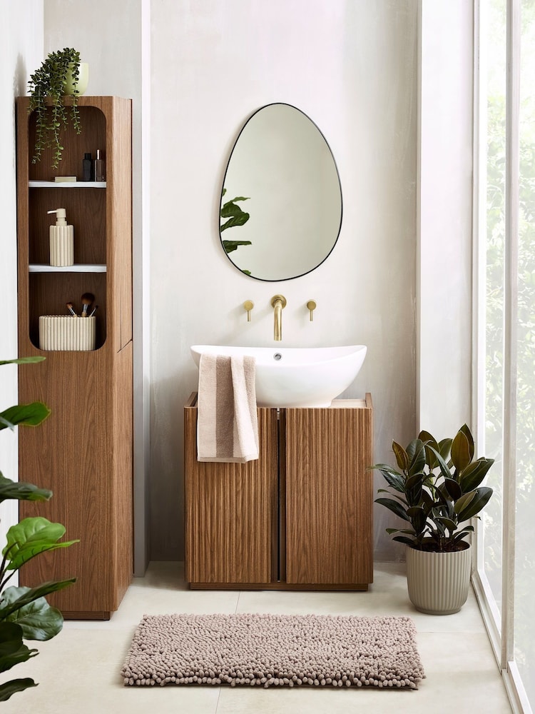 Dark Natural Rib Console Storage Unit - Image 2 of 11