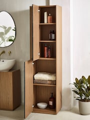Dark Natural Rib Console Storage Unit - Image 5 of 11