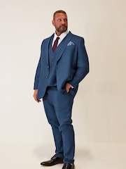 BadRhino Big & Tall Blue Regular Fit Wedding Waistcoat - Image 2 of 4