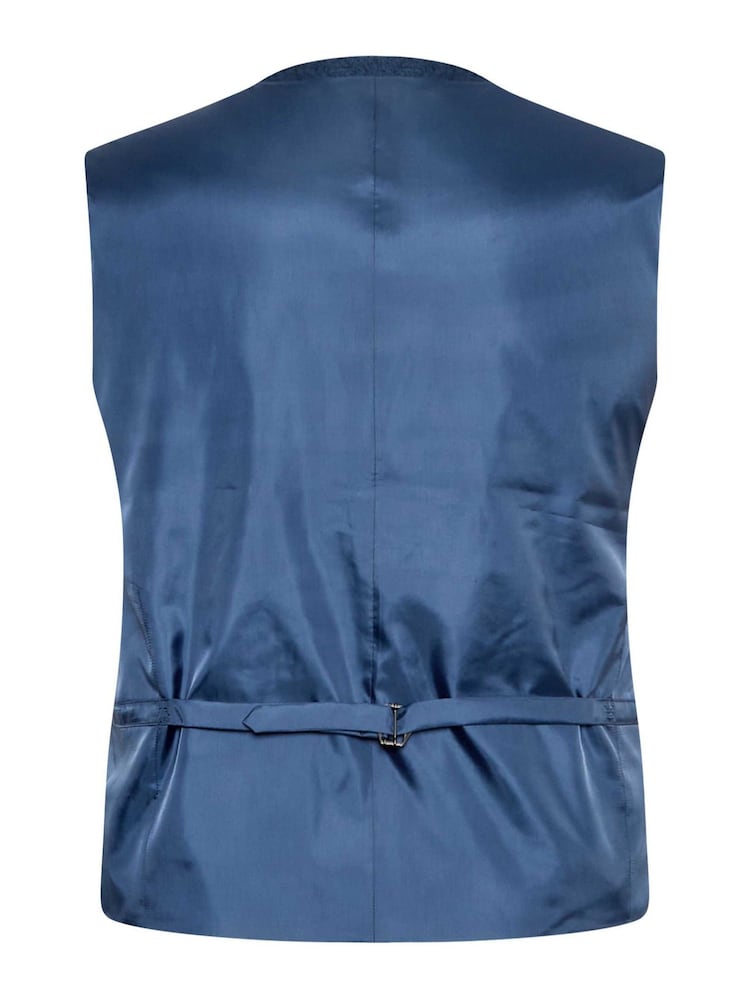 BadRhino Big & Tall Blue Regular Fit Wedding Waistcoat - Image 4 of 4