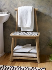 Black & White Geo Print Towel Rack Storage Stool - Image 1 of 7