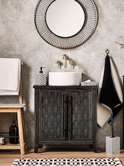 Black & White Geo Print Towel Rack Storage Stool - Image 3 of 7