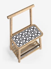 Black & White Geo Print Towel Rack Storage Stool - Image 7 of 7