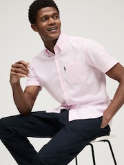 Light Pink Slim Fit Short Sleeve Easy Iron Button Down Oxford Shirt - Image 1 of 7