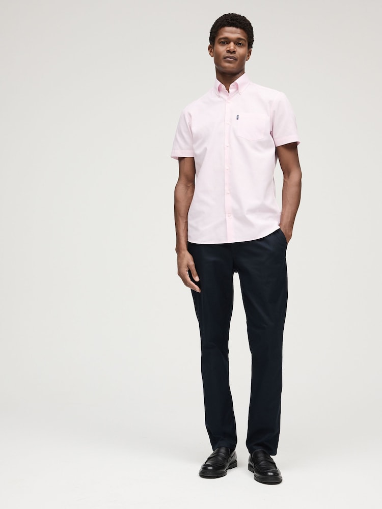 Light Pink Slim Fit Short Sleeve Easy Iron Button Down Oxford Shirt - Image 2 of 7