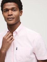 Light Pink Slim Fit Short Sleeve Easy Iron Button Down Oxford Shirt - Image 3 of 7