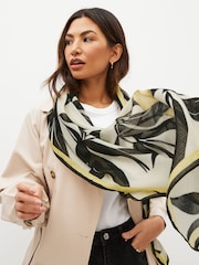 Black/Yellow Lemon Print Lightweight Scarf - Image 1 of 5
