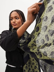 Khaki Green Animal Lightweight Scarf - Image 2 of 6