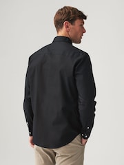 Black Regular Fit Button Down Easy Iron Oxford Shirt - Image 3 of 8